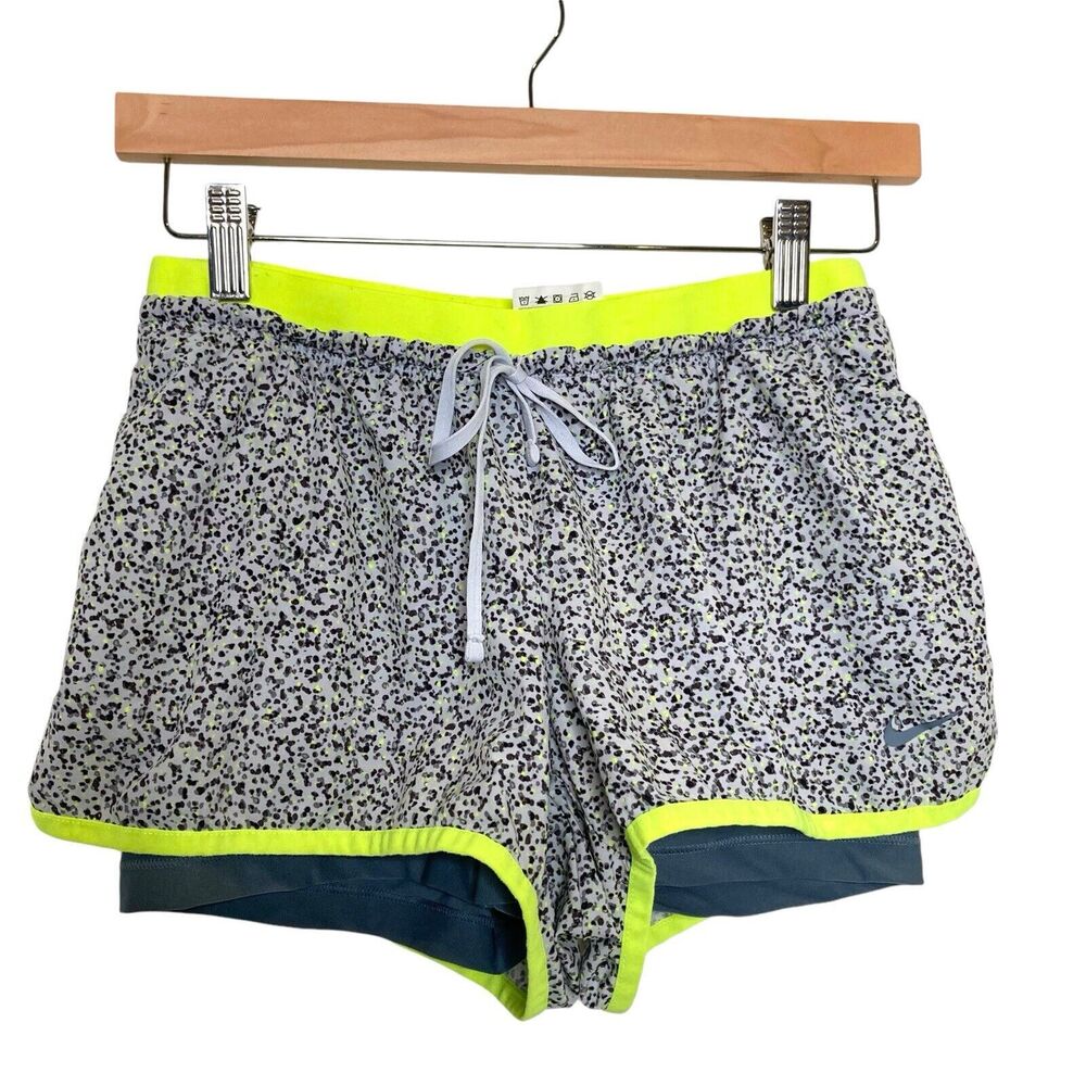 Nike Shorts Women Small Ladies Gray Green Outdoors Athletic Gym Training Lined